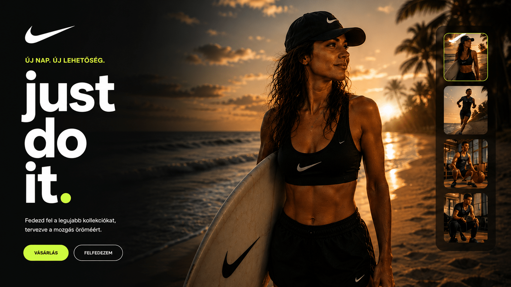 Nike sportkampány webdesign koncepció